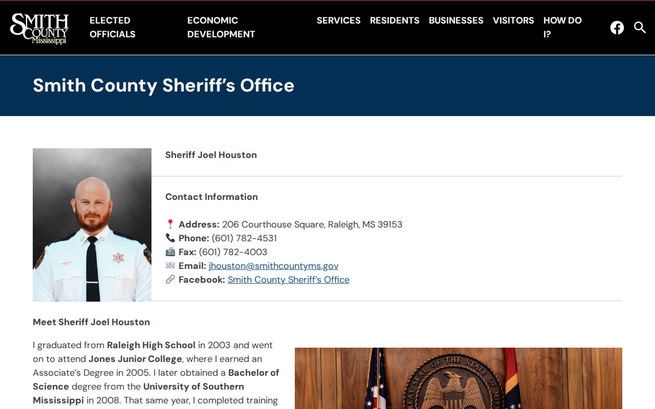 Smith County Sheriff official detention booking record source